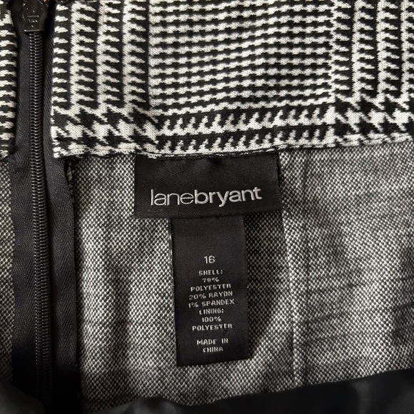 Lane Bryant Classic Black and White Plaid Skirt Sz 16 Houndstooth Faux Wrap - Picture 3 of 4